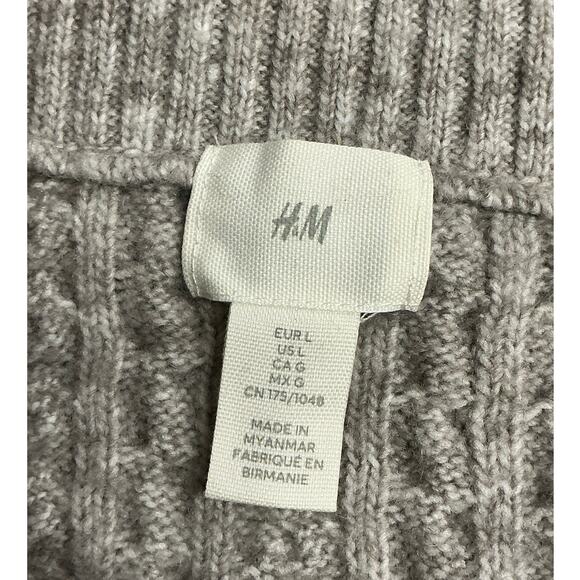 H&M Women’s Cable Knit Sweater with Zipper Gray Size L - Picture 3 of 4